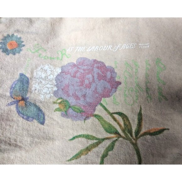 Stamp Maxi Dress Sz M Art-To-wear floral butterfly words button-up USA Resort - Picture 6 of 13